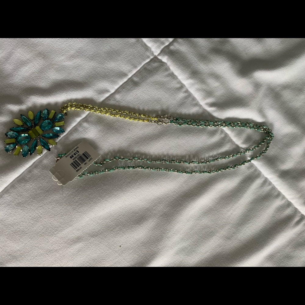 NWT New LOFT Green/Blue Stone Pendant Necklace